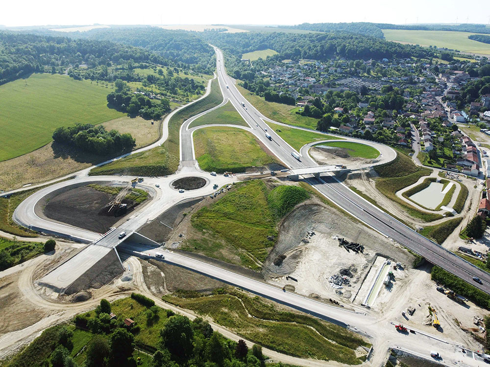 Vue aérienne de l'échangeur de Ligny-en Barrois en juin 2025