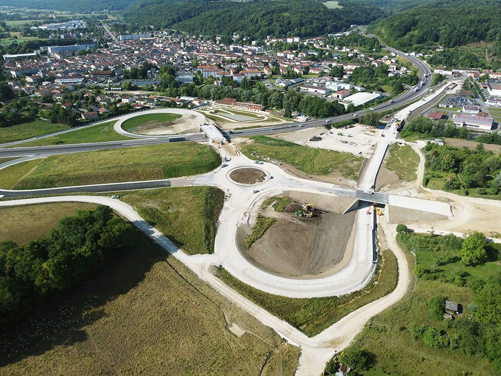 Vue aérienne de l'échangeur de Ligny-en Barrois en juin 2025
