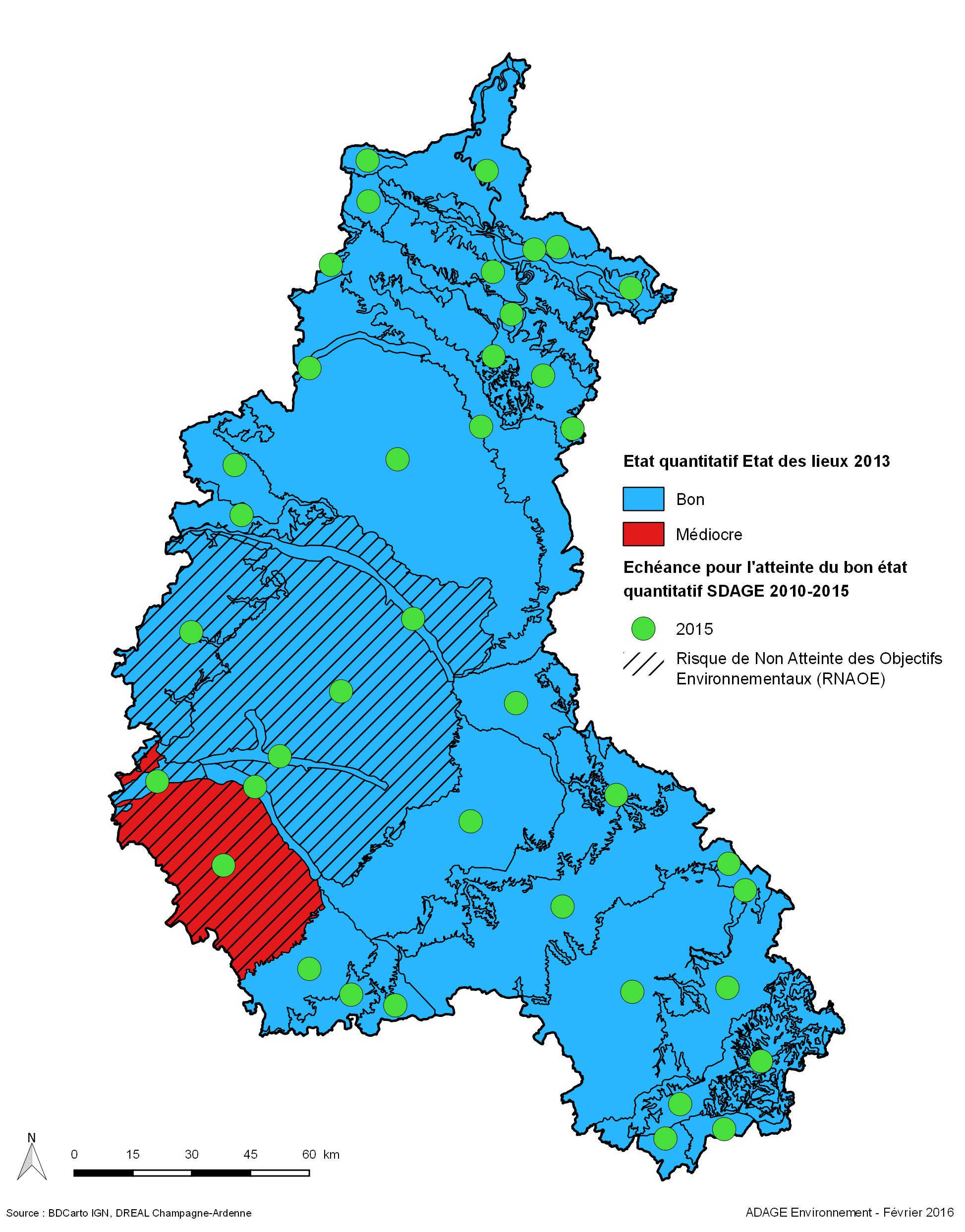 Etat quantitatif des masses d'eau souterraine (Etat des lieux 2013)