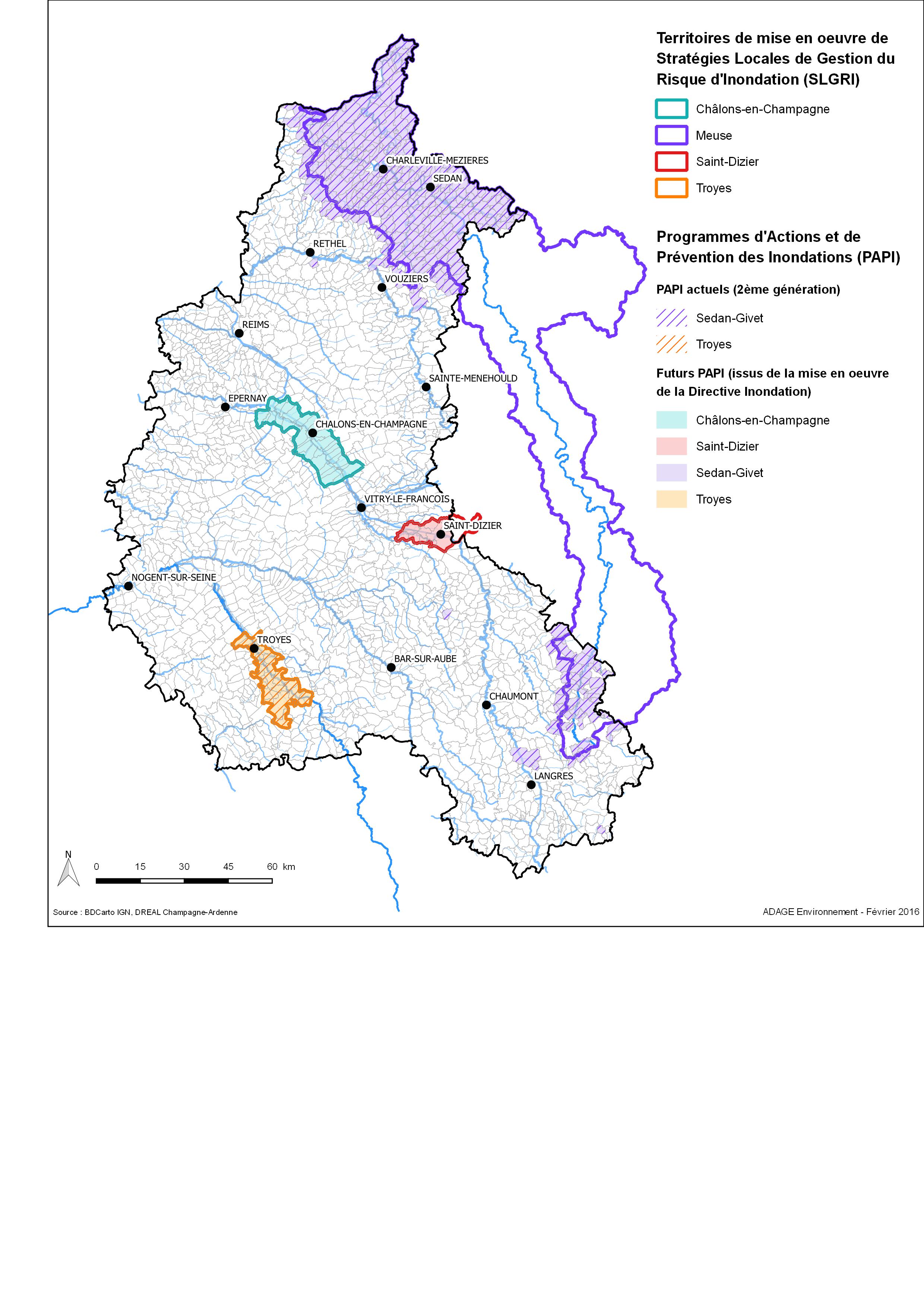Territoires de mise en oeuvre des SLGRI et PAPI