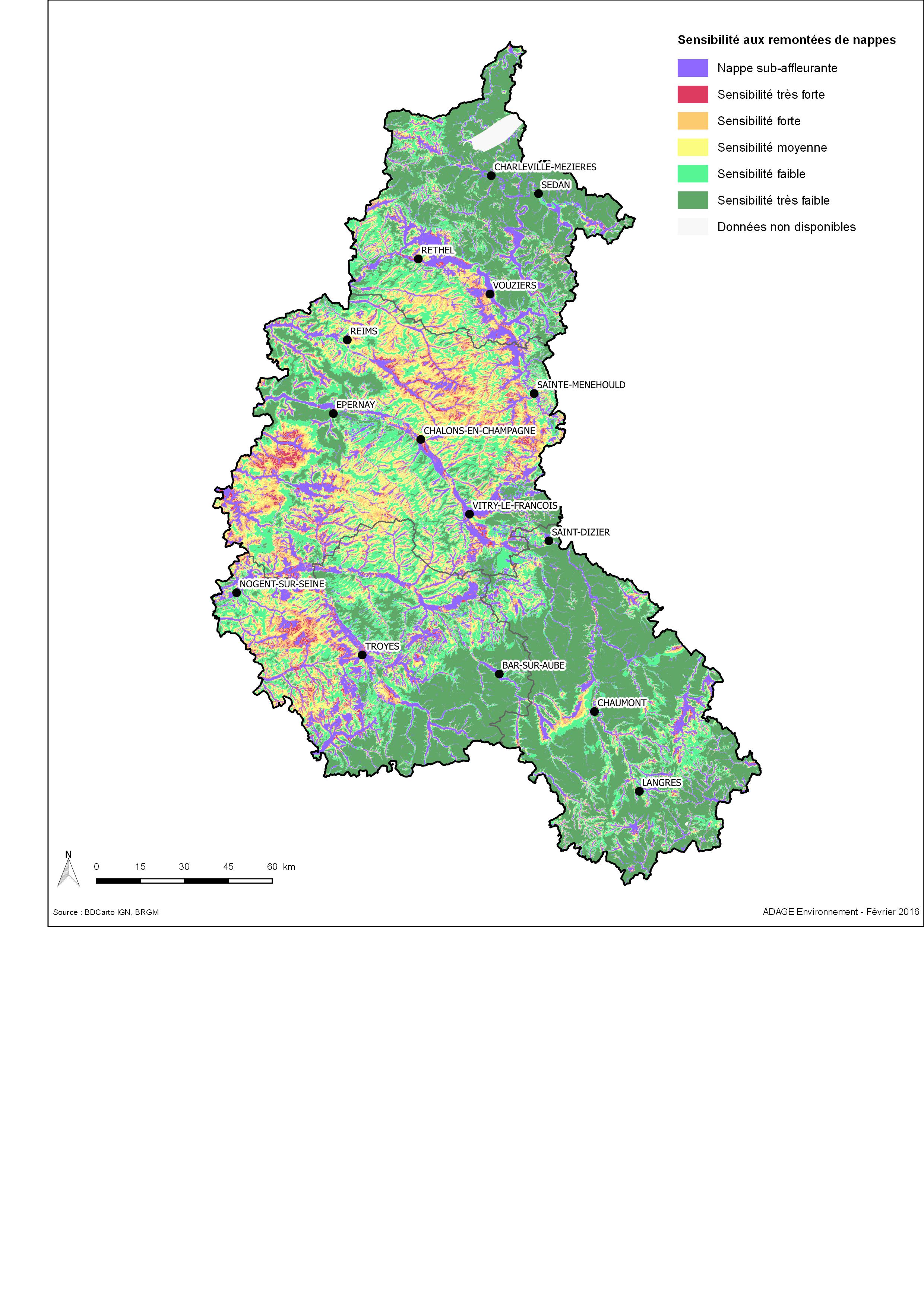 Sensibilité aux remontées de nappes