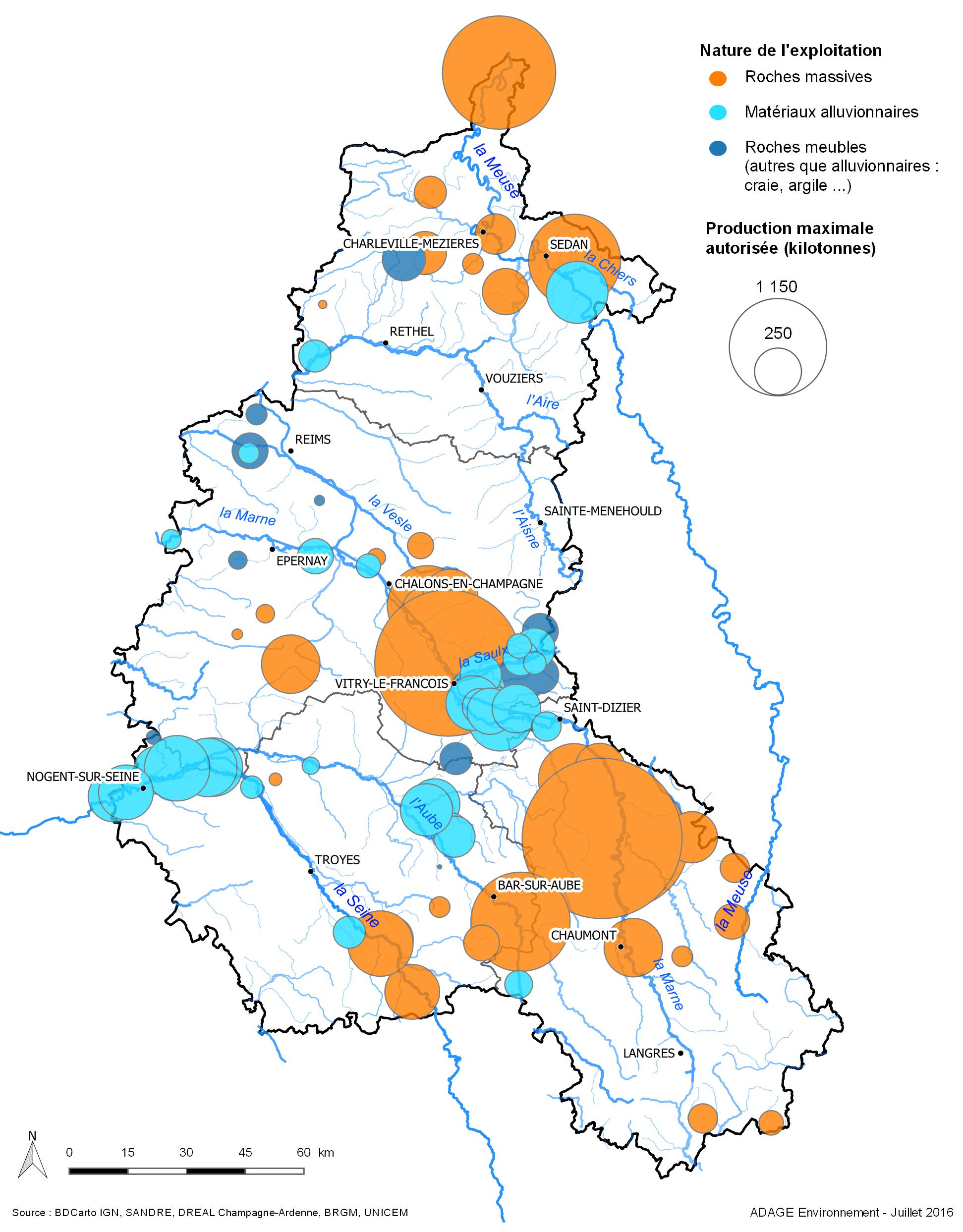 Sites d'extraction de matériaux du sous-sol en 2014