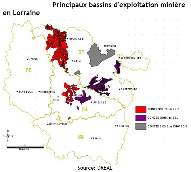 Carte des bassins miniers